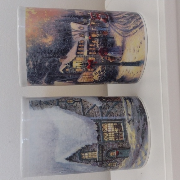 Thomas Kinkade Christmas Village Duo Mugs Vintage 1991-1992  NWOT - Picture 3 of 5